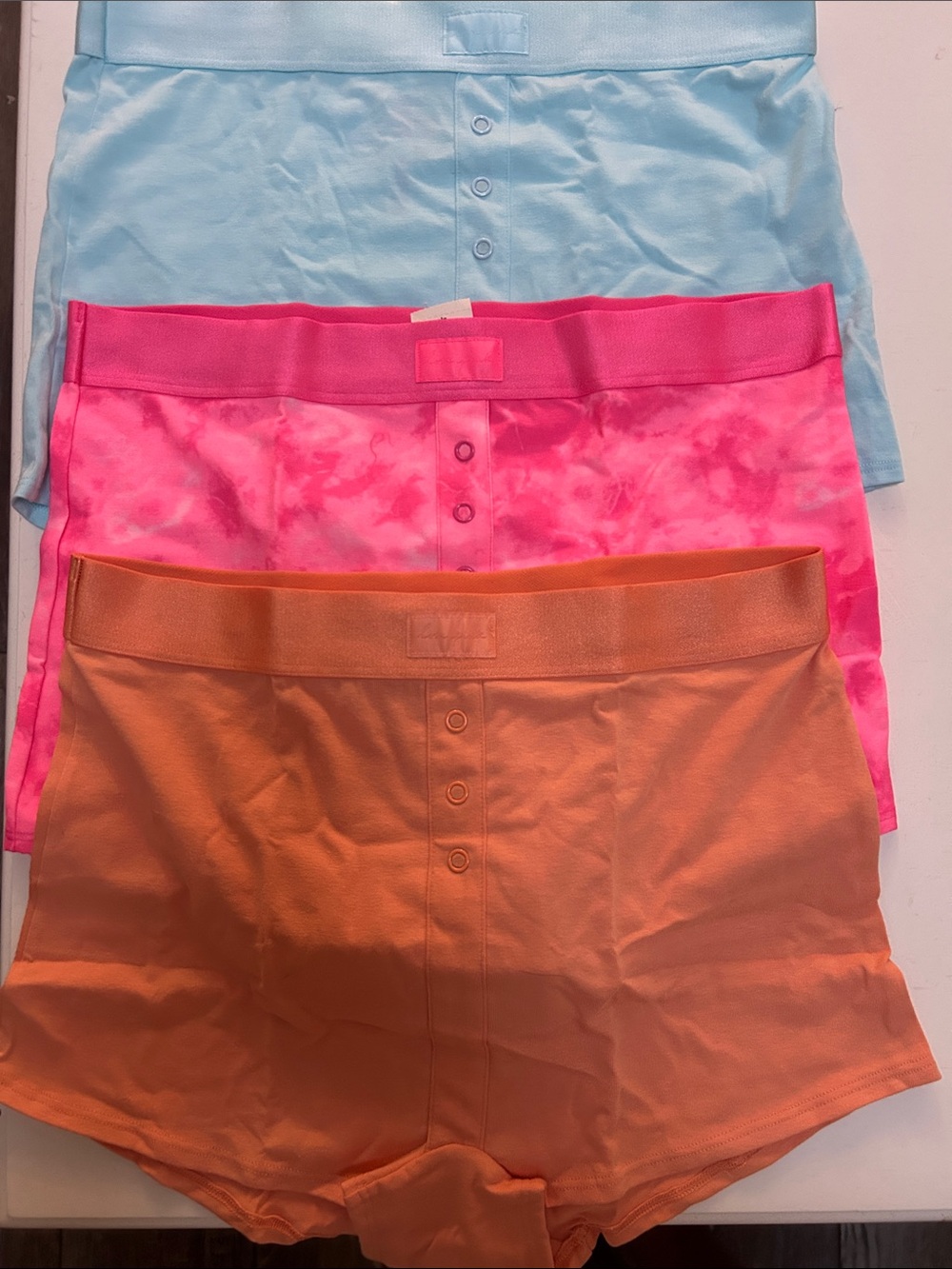 Victoria secret  Women's High-Waist Stretch Boxer Shorts - Blue, Pink, Orange